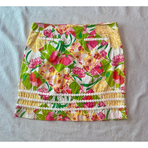 Lilly Pulitzer Fields Forever Floral Roslyn Skirt Size 8 - Picture 1 of 6